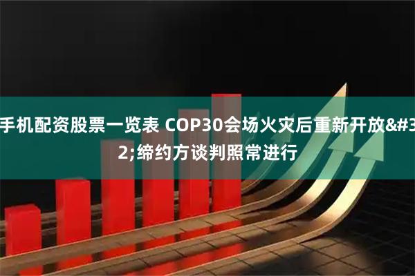 手机配资股票一览表 COP30会场火灾后重新开放 缔约方谈判照常进行